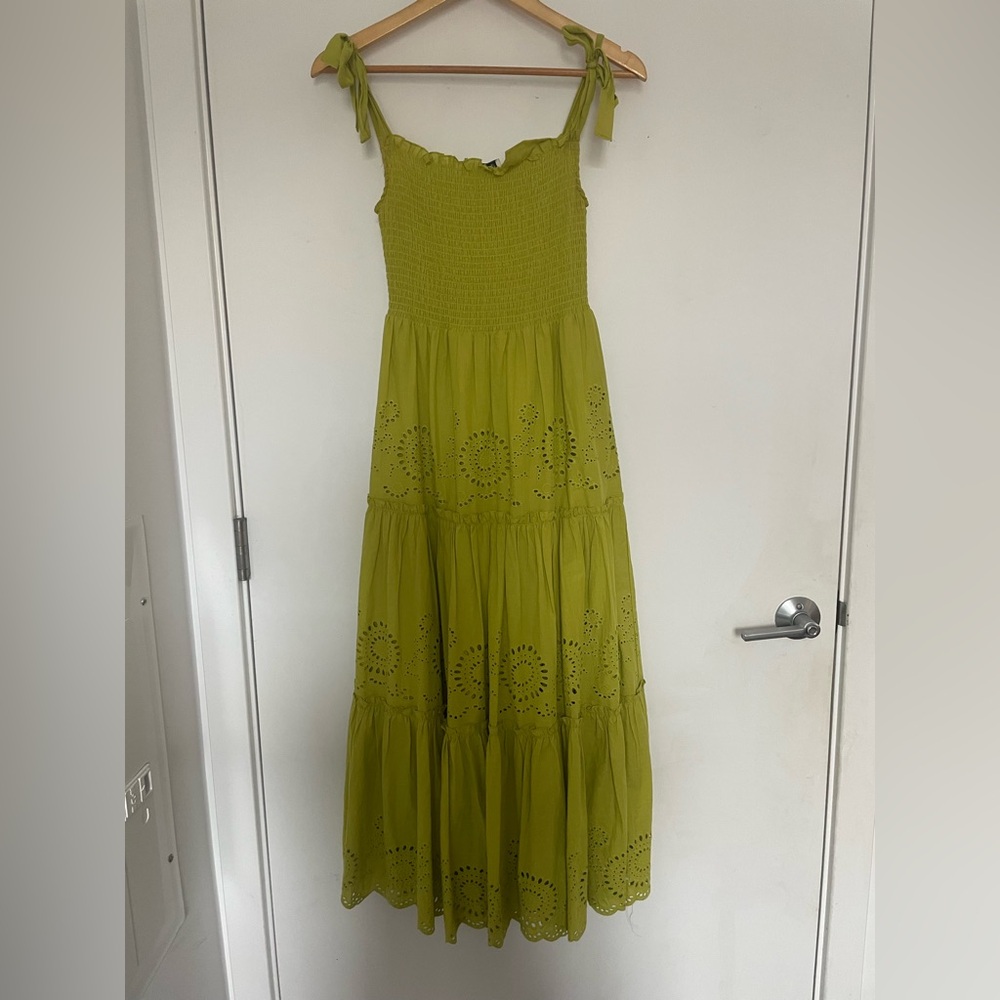 Zara Lime Green Smocked Dress